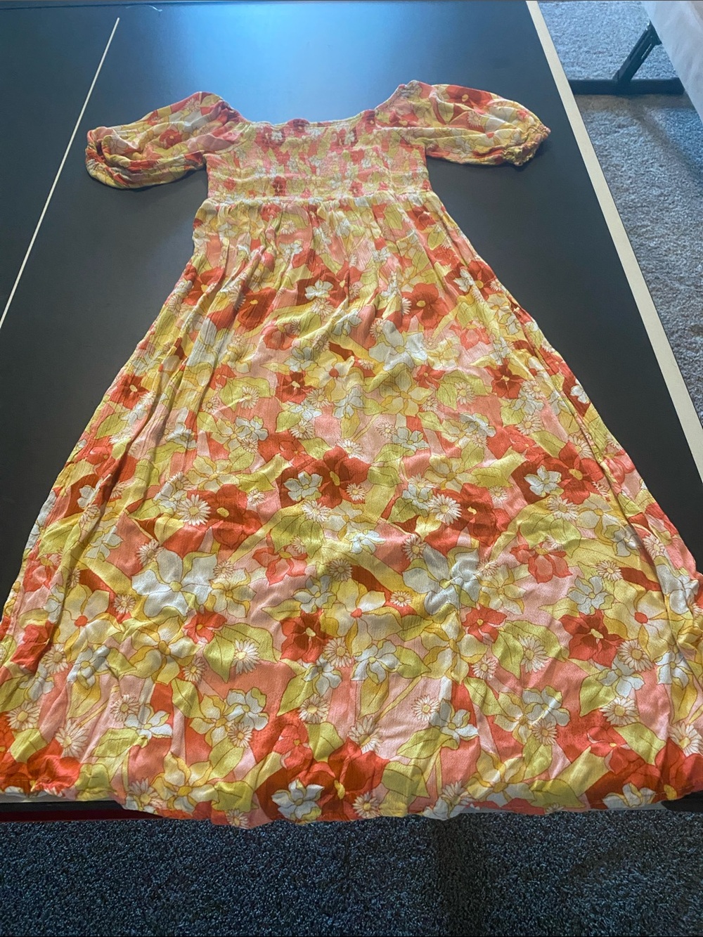 Billabong Girls Floral Maxi Dress in Coral, Yellow & White